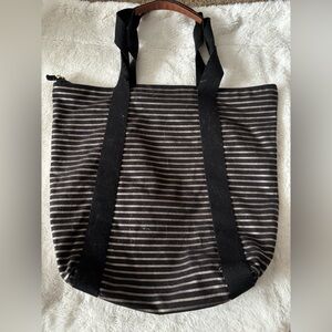 Striped Black and Brown Tote Bag